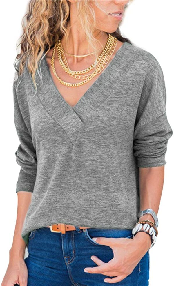 Knit Tunic V-Neck Blouse - Image 10