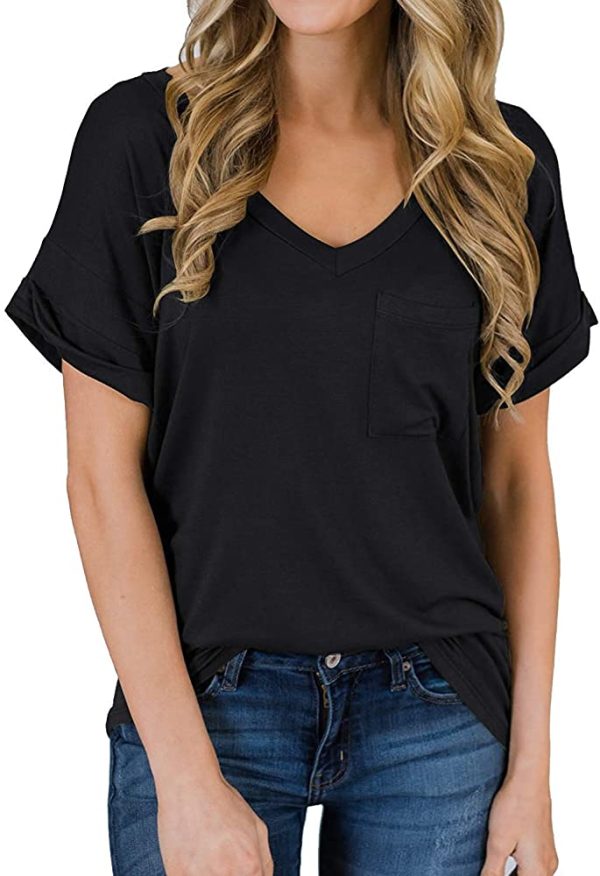 T-shirt V-Neck Pocket Short Sleeve - Image 2