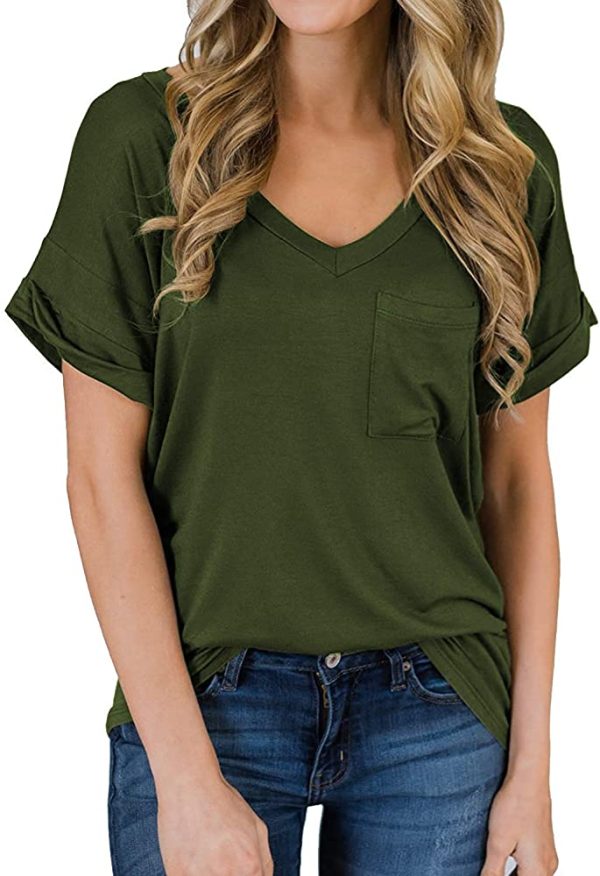 T-shirt V-Neck Pocket Short Sleeve - Image 3