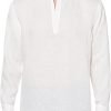 Long-Sleeve Solid Linen Cotton Popover Shirt