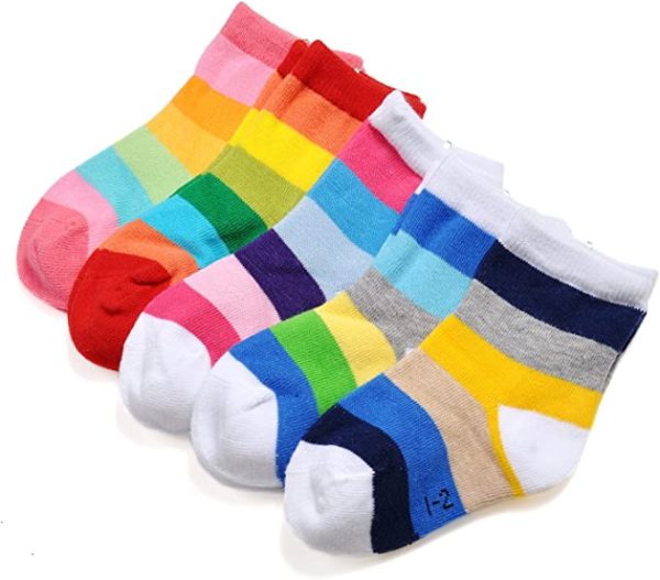 High Quality Rainbow Stripe Cotton Ankle/Crew Socks - Image 4