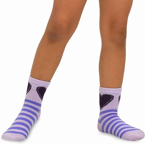 Girls Hearts and Stripes Novelty Socks