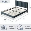 Minimalist Dark Green Queen Bed Frame With Upholstered Headboard - Image 3