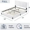 Minimalist Creamy White Queen Bed Frame With Upholstered Headboard  - Image 2