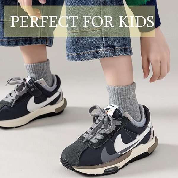Girls All Black, Gray Front Athletic Socks
