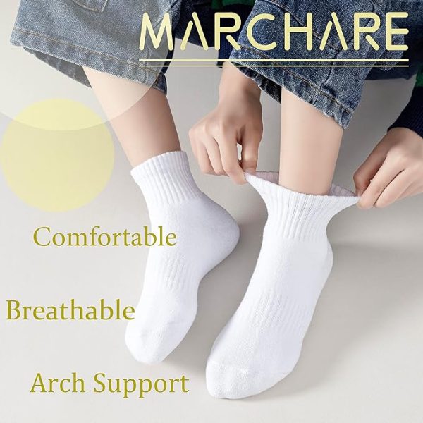 High-Quality All White Athletic Crew Socks (Set of 6) - Image 2