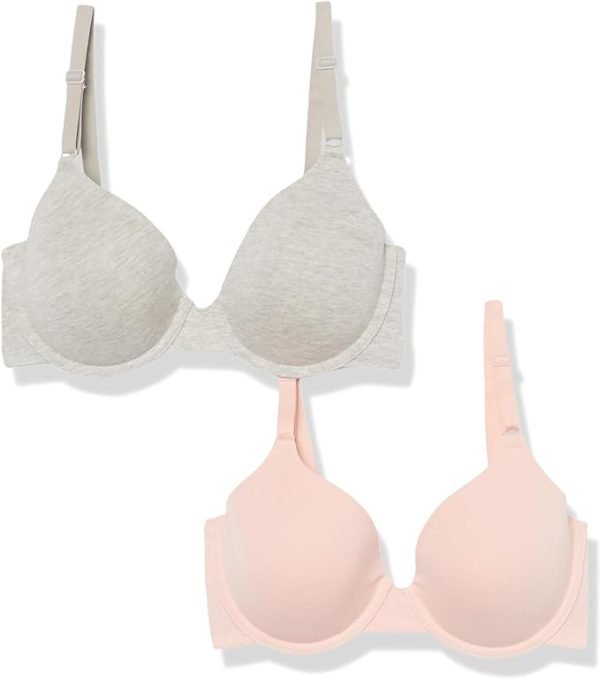 Women’s Light Lined Underwire Black & Heather Gray T-Shirt Bra (Set of 2) - Image 2