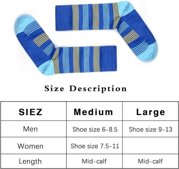 Moisture Wicking Men's Normal Thickness Office Dress Black/Blue/White Multi-Patterned Crew Sock - Image 5