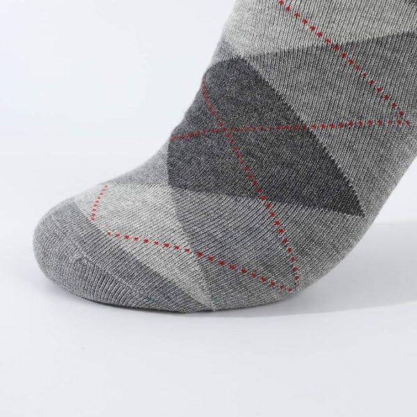 Moisture Wicking Men's Normal Thickness Office Dress Black/Blue/White Multi-Patterned Crew Sock - Image 4