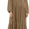 Women Abaya Maxi Dress Brown