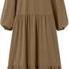 Women Abaya Maxi Dress Brown