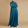 Women Abaya Maxi Dress Teal Blue