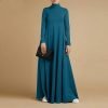 Women Abaya Maxi Dress Teal Blue