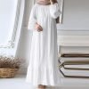 Women Abaya Maxi Dress White