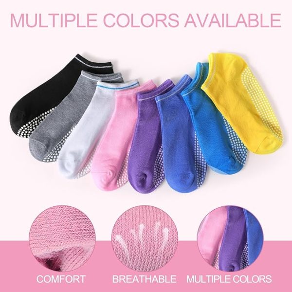 Womens Non-Slip Athletic Socks for Pilates and Yoga (16 Pairs)