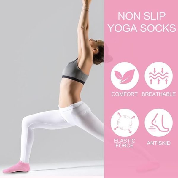 Womens Non-Slip Athletic Socks for Pilates and Yoga (16 Pairs)